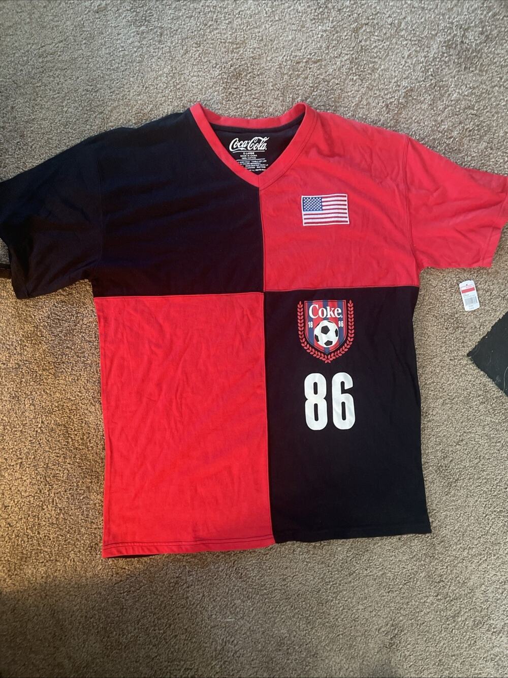 Coca-Cola Shirt Mens XL Soccer American Flag Coke Soda Football New NWT